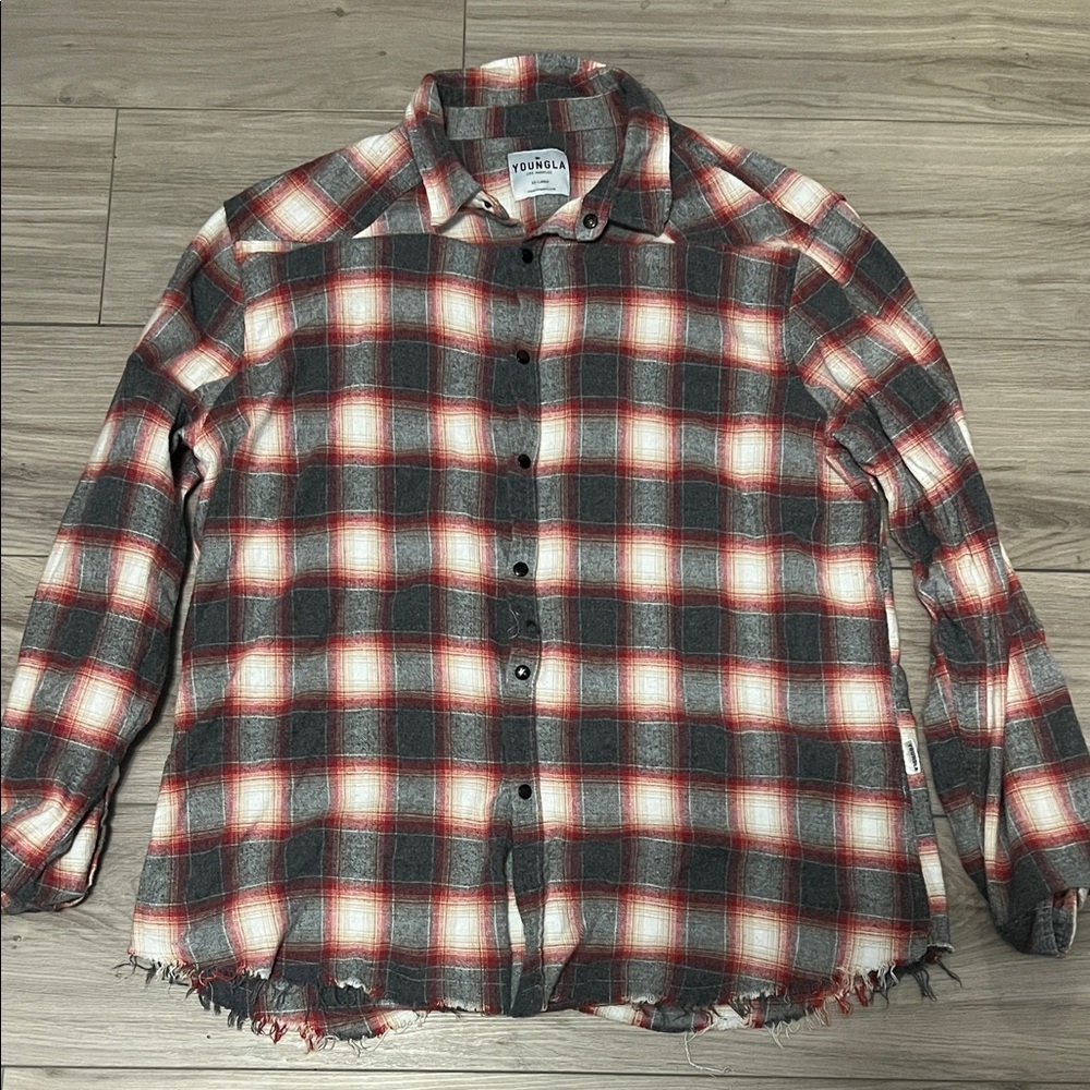 YoungLA Red and Gray Plaid Shirt